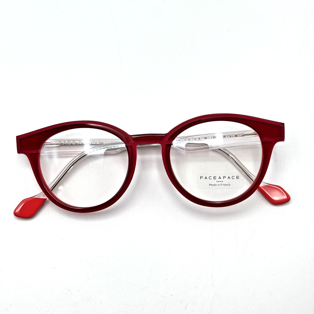 Face A Face Eyeglass Frames Hollow 3 Col. 2216 Red Transparent 47-19-141 New